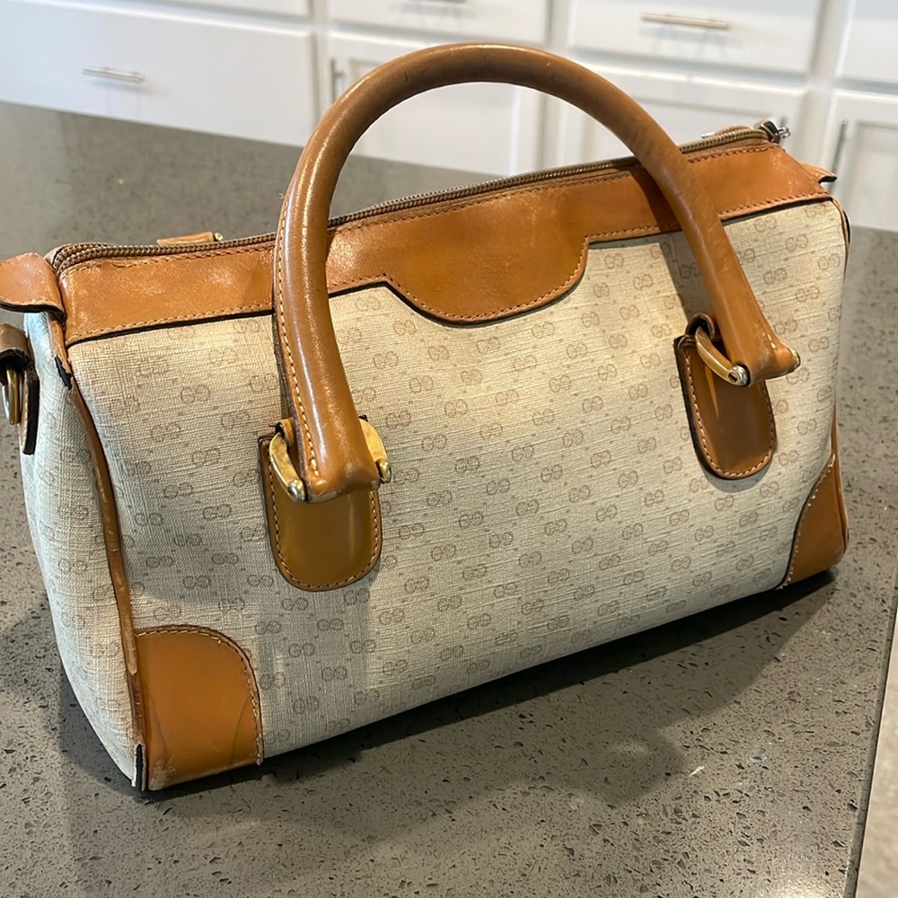 Vintage Gucci Tan and Cream Bag